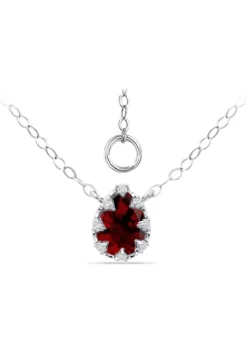 Buy 🔥 1-1/3 ct. 8x6MM Pear Garnet and White Topaz Crown Necklace on 16 inch Chain with Extender, Sterling Silver by Belk & Co. 🤩 -DealsBelk & Co. Store Belk 23491