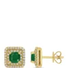 Wholesale 💯 1 ct. t.w. Emerald and 2/5 ct. t.w. Diamond Square Halo Stud Earrings in 14K Yellow Gold by Belk & Co. 🤩