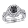 Brand new ✨ 1.5 ct. t.w. Black and White Diamond Double Halo Twist Bridal Ring Set in 10k White Gold by Belk & Co. 😍