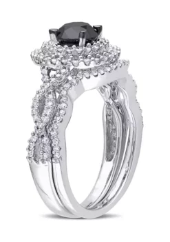 Brand new ✨ 1.5 ct. t.w. Black and White Diamond Double Halo Twist Bridal Ring Set in 10k White Gold by Belk & Co. 😍 -DealsBelk & Co. Store Belk 23511