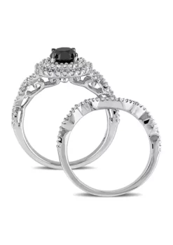 Brand new ✨ 1.5 ct. t.w. Black and White Diamond Double Halo Twist Bridal Ring Set in 10k White Gold by Belk & Co. 😍 -DealsBelk & Co. Store Belk 23512