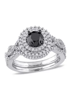 Brand new ✨ 1.5 ct. t.w. Black and White Diamond Double Halo Twist Bridal Ring Set in 10k White Gold by Belk & Co. 😍 -DealsBelk & Co. Store Belk 23515