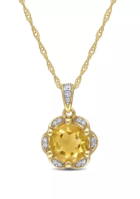 Buy ๐ 1.25 ct. t.w. Citrine and 1/10 ct. t.w. Diamond Accent Flower Necklace in 14K Yellow Gold by Belk & Co. ๐ 1 Buy ๐ 1.25 ct. t.w. Citrine and 1/10 ct. t.w. Diamond Accent Flower Necklace in 14K Yellow Gold by Belk & Co. ๐