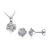 Brand new 🛒 2-Piece Set 1/10 ct. t.w.Diamond Floral Necklace and Stud Earrings In Sterling Silver by Belk & Co. 💯