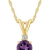 Top 10 🥰 14K Gold 5mm Round Amethyst Diamond Accent Pendant by Belk & Co. 🎁