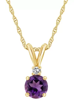 Top 10 🥰 14K Gold 5mm Round Amethyst Diamond Accent Pendant by Belk & Co. 🎁 -DealsBelk & Co. Store Belk 23536