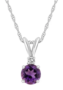 Top 10 🥰 14K Gold 5mm Round Amethyst Diamond Accent Pendant by Belk & Co. 🎁 -DealsBelk & Co. Store Belk 23537