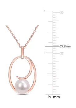 Top 10 🤩 9-9.5 MM Cultured Freshwater Pearl Oval Drop Pendant With Chain in Rose Plated Sterling Silver by Belk & Co. 🔥 -DealsBelk & Co. Store Belk 23544
