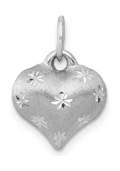 Cheapest 🛒 14K White Gold Satin Diamond-cut 3D Puffed Heart Pendant by Belk & Co. 🎁 -DealsBelk & Co. Store Belk 23564