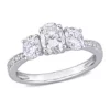 Best Sale ❤️ 1.8 ct. t.w. Created Moissanite Oval 3-Stone Engagement Ring in 10k White Gold by Belk & Co. 🔔