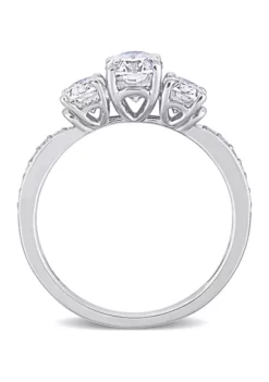 Best Sale ❤️ 1.8 ct. t.w. Created Moissanite Oval 3-Stone Engagement Ring in 10k White Gold by Belk & Co. 🔔 -DealsBelk & Co. Store Belk 23595