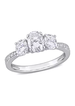Best Sale ❤️ 1.8 ct. t.w. Created Moissanite Oval 3-Stone Engagement Ring in 10k White Gold by Belk & Co. 🔔 -DealsBelk & Co. Store Belk 23598