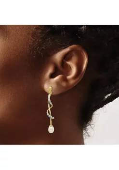 Brand new ❤️ 0.01 ct. t.w. Diamond and 6-7mm White Round Freshwater Cultured Pearl Dangle Earrings in 14K Yellow Gold by Belk & Co. ⌛ 8 Brand new ❤️ 0.01 ct. t.w. Diamond and 6-7mm White Round Freshwater Cultured Pearl Dangle Earrings in 14K Yellow Gold by Belk & Co. ⌛ -DealsBelk & Co. Store Belk 23615