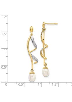 Brand new ❤️ 0.01 ct. t.w. Diamond and 6-7mm White Round Freshwater Cultured Pearl Dangle Earrings in 14K Yellow Gold by Belk & Co. ⌛ 9 Brand new ❤️ 0.01 ct. t.w. Diamond and 6-7mm White Round Freshwater Cultured Pearl Dangle Earrings in 14K Yellow Gold by Belk & Co. ⌛ -DealsBelk & Co. Store Belk 23616