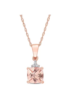 Budget ⭐ 1 ct. t.g.w. Morganite and Diamond Accent Pendant with Chain in 10K Rose Gold by Belk & Co. 😀