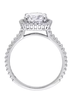 Budget 🔥 Lab Created 2.88 ct. t.w. Created White Sapphire Halo Ring in Sterling Silver by Belk & Co. 🤩 -DealsBelk & Co. Store Belk 2362