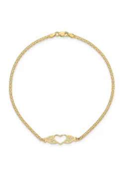 Coupon 😉 14K Yellow Gold Polished Heart 10 Inch Anklet by Belk & Co. 🤩 -DealsBelk & Co. Store Belk 23625