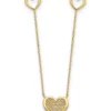 Best Sale 🥰 14K Yellow Gold Polished and Filigree Heart Stations with 1 Inch Extension Necklace by Belk & Co. 😀