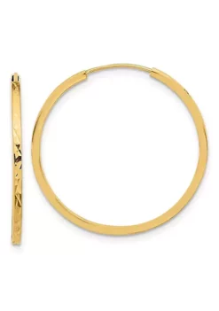 Buy 💯 14K Yellow Gold Diamond Cut Endless Hoop Earrings by Belk & Co. 👏 -DealsBelk & Co. Store Belk 23643
