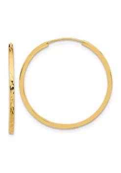 Buy 💯 14K Yellow Gold Diamond Cut Endless Hoop Earrings by Belk & Co. 👏 -DealsBelk & Co. Store Belk 23645