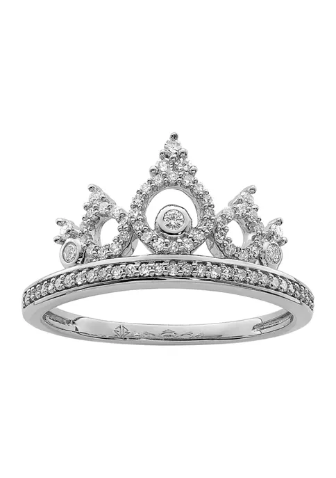 New 🥰 1/3 ct. t.w. Diamond Crown Ring in Rhodium Plated Sterling Silver by Belk & Co. 🛒 4 New 🥰 1/3 ct. t.w. Diamond Crown Ring in Rhodium Plated Sterling Silver by Belk & Co. 🛒 - Image 4