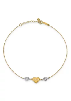 Best deal 🔔 14K Two Tone Diamond Cut Puffed Heart LOVE 9 Inch Plus 1 Inch Extension Anklet by Belk & Co. ⭐ -DealsBelk & Co. Store Belk 23659