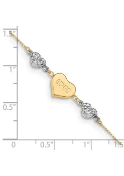 Best deal 🔔 14K Two Tone Diamond Cut Puffed Heart LOVE 9 Inch Plus 1 Inch Extension Anklet by Belk & Co. ⭐ -DealsBelk & Co. Store Belk 23660