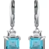 Cheapest 👏 3.26 ct. t.w. Blue Topaz and Created White Sapphire Drop Lever Back Earrings, Sterling Silver by Belk & Co. ⌛