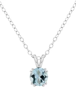 Flash Sale 🔔 Sterling Silver 7mm Round Aquamarine Pendant Necklace by Belk & Co. 😀 -DealsBelk & Co. Store Belk 23673