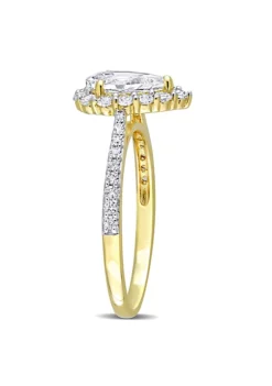 Top 10 ⌛ Lab Created Created White Sapphire Halo Teardrop Ring in Yellow Plated Sterling Silver by Belk & Co. 👍 -DealsBelk & Co. Store Belk 23683