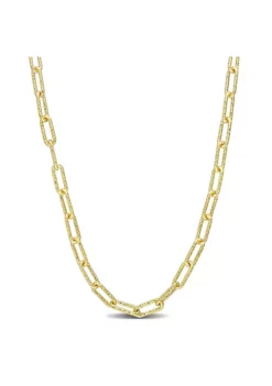 Best Pirce 🎁 3.5MM Fancy Paperclip Chain Necklace in 18k Yellow Gold Plated Sterling Silver, 16" by Belk & Co. 💯 -DealsBelk & Co. Store Belk 23693