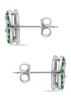 Deals 🎁 3/8 ct. t.w. Emerald and 1/10 ct. t.w. Diamond Halo Stud Earrings in Sterling Silver by Belk & Co. 🔔 -DealsBelk & Co. Store Belk 2370