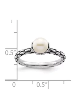 Coupon 🧨 Sterling Silver Stackable Expressions Polished Patterned White Freshwater Cultured Pearl Ring by Belk & Co. ❤️ -DealsBelk & Co. Store Belk 23705