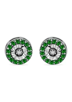 Deals 🎁 3/8 ct. t.w. Emerald and 1/10 ct. t.w. Diamond Halo Stud Earrings in Sterling Silver by Belk & Co. 🔔 -DealsBelk & Co. Store Belk 2372