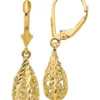 Budget 🎉 14K Yellow Gold Polished and Diamond-Cut Filigree Dangle Leverback Earrings by Belk & Co. 🎉