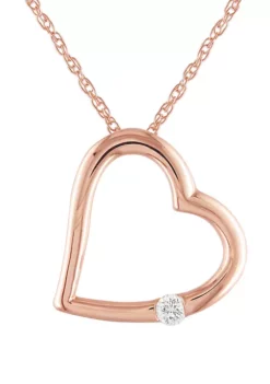 Promo 😉 1/10 ct. t.w. Solitaire Diamond Accent Heart Pendant with Chain in 10K Rose Gold by Belk & Co. 🧨 -DealsBelk & Co. Store Belk 23734