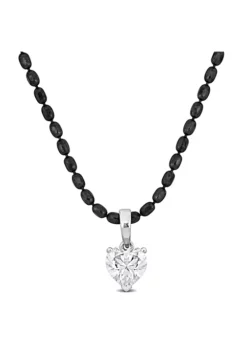 Cheapest 🤩 Lab Created 1 CT DEW Heart Shape Created Moissanite Pendant with Diamond Cut Chain in Sterling Silver with Black Rhodium by Belk & Co. ✨ -DealsBelk & Co. Store Belk 23739