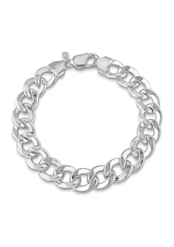 Best Sale 🎉 Sterling Silver 12.5mm Curb Link Chain Bracelet, 9" by Belk & Co. 🥰