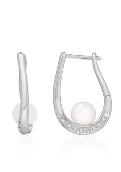 Best reviews of ⭐ Freshwater Pearl and Diamond Hoop Earrings in Sterling Silver by Belk & Co. 💯 -DealsBelk & Co. Store Belk 23758