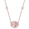 Top 10 ❤️ 4.84 ct. t.g.w. Morganite, White Sapphire and 1/6 ct. t.w. Diamond Halo Station Necklace in 14K Rose Gold by Belk & Co. 🔥