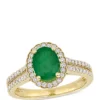 Discount ⌛ 1.2 ct. t.w. Emerald and 1/3 ct. t.w Diamond Oval Halo Engagement Ring in 14K Yellow Gold by Belk & Co. 🎁