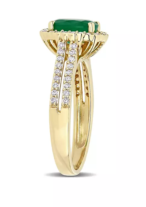 Discount ⌛ 1.2 ct. t.w. Emerald and 1/3 ct. t.w Diamond Oval Halo Engagement Ring in 14K Yellow Gold by Belk & Co. 🎁 2 Discount ⌛ 1.2 ct. t.w. Emerald and 1/3 ct. t.w Diamond Oval Halo Engagement Ring in 14K Yellow Gold by Belk & Co. 🎁 - Image 2