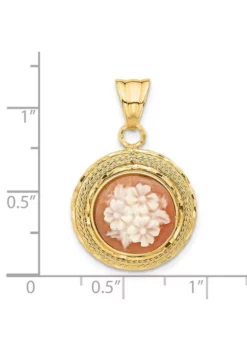 Hot Sale 🤩 14K Yellow Gold Diamond Cut Natural Shell Floral Cameo Pendant by Belk & Co. 👍 -DealsBelk & Co. Store Belk 23784