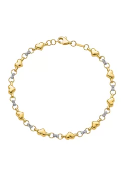 Top 10 ✨ 14K Two Tone Polished Diamond Cut Heart 7.5 Inch Bracelet by Belk & Co. ⌛ -DealsBelk & Co. Store Belk 23790