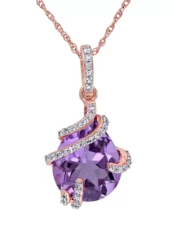 Budget ๐ Amethyst and 1/8 ct. t.w. Diamond Swirl Pendant with Chain by Belk & Co. ๐งจ