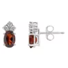 Best Pirce 🎁 14K Gold 6x4 Oval Garnet 1/8 Cttw Diamond Earrings by Belk & Co. 🔥