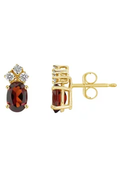 Best Pirce 🎁 14K Gold 6x4 Oval Garnet 1/8 Cttw Diamond Earrings by Belk & Co. 🔥 -DealsBelk & Co. Store Belk 23799