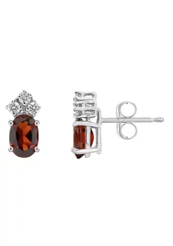 Best Pirce 🎁 14K Gold 6x4 Oval Garnet 1/8 Cttw Diamond Earrings by Belk & Co. 🔥 -DealsBelk & Co. Store Belk 23800