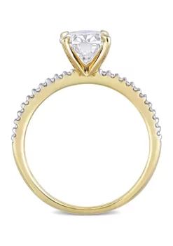 Top 10 ⭐ Lab Created 2 ct. t.w. Moissanite and 1/10 ct. t.w. Diamond Oval Solitaire Engagement Ring in 14k Yellow Gold by Belk & Co. 👍 -DealsBelk & Co. Store Belk 2382