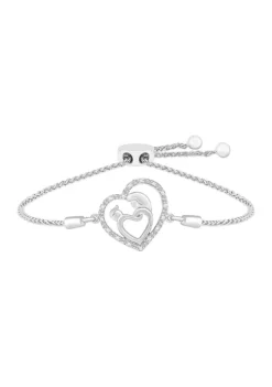Top 10 👍 1/10 ct. t.w. Diamond Mom Bolo Bracelet in Sterling Silver by Belk & Co. 👏